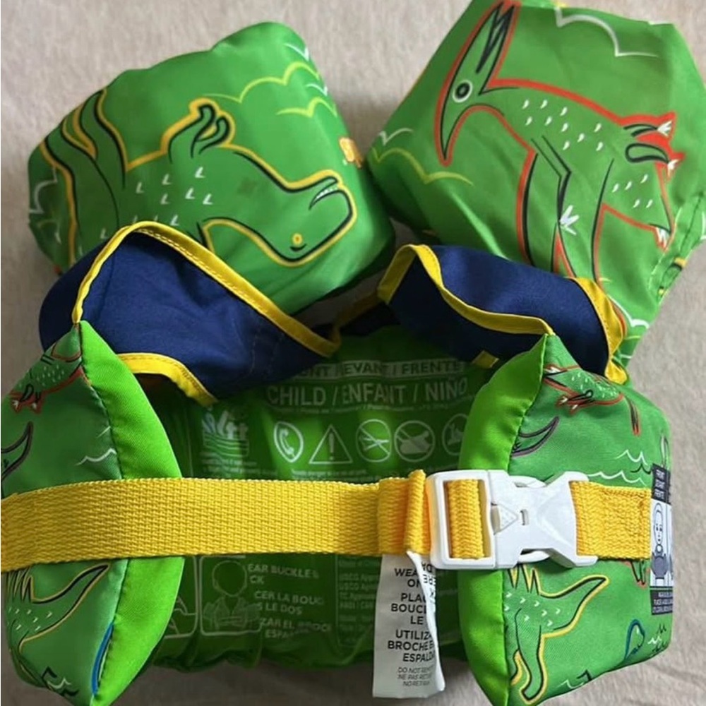 Green Dinosaur Swim Vest for Kids - Picture 1 of 2